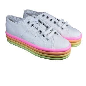 SUPERGA 2790‎ Candy Sneaker in Hot Pink Multi 6/36 Rainbow Platform Shoes
